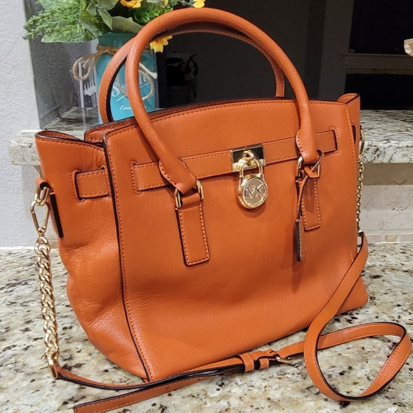 Michael Kors Orange Leather Tote Bag - Picture 5 of 9